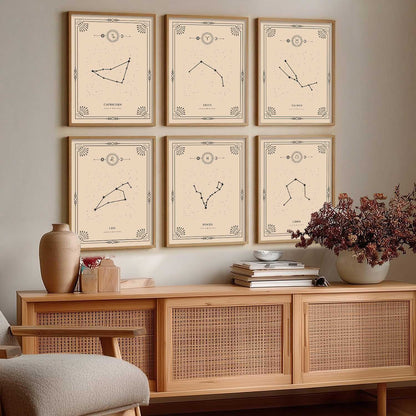 Constellation Combos Astrological Signs Wall Art Paintings with Frame for Living Room Bedroom