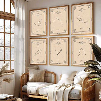 Constellation Combos Astrological Signs Wall Art Paintings with Frame for Living Room Bedroom