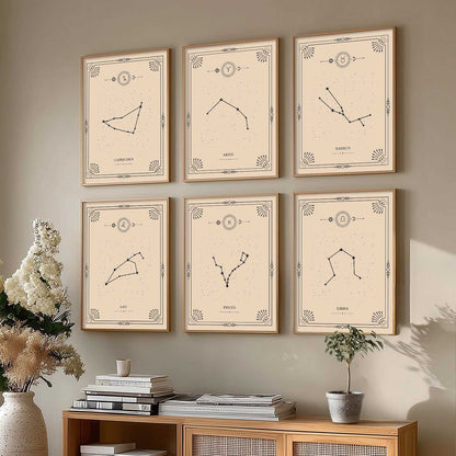 Constellation Combos Astrological Signs Wall Art Paintings with Frame for Living Room Bedroom
