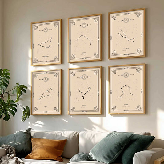Constellation Combos Astrological Signs Wall Art Paintings with Frame for Living Room Bedroom