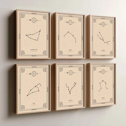 Constellation Combos Astrological Signs Wall Art Paintings with Frame for Living Room Bedroom