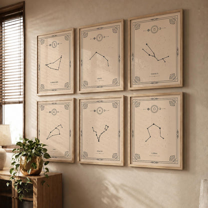 Constellation Combos Astrological Signs Wall Art Paintings with Frame for Living Room Bedroom