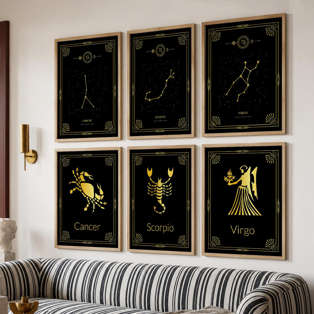Constellation Combos Astrological Signs Wall Art Paintings with Frame for Living Room Bedroom
