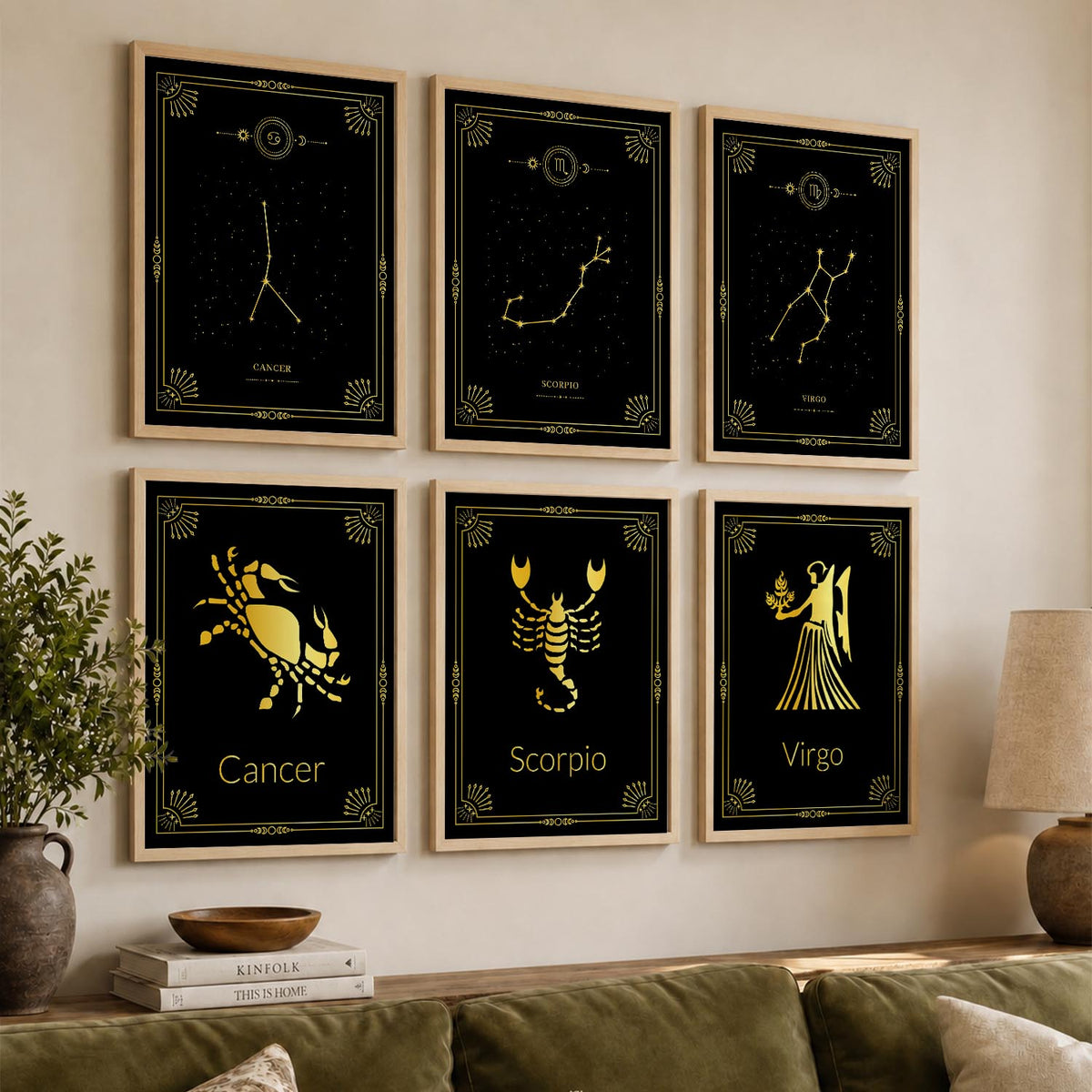 Constellation Combos Astrological Signs Wall Art Paintings with Frame for Living Room Bedroom