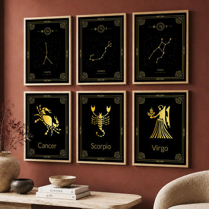Constellation Combos Astrological Signs Wall Art Paintings with Frame for Living Room Bedroom
