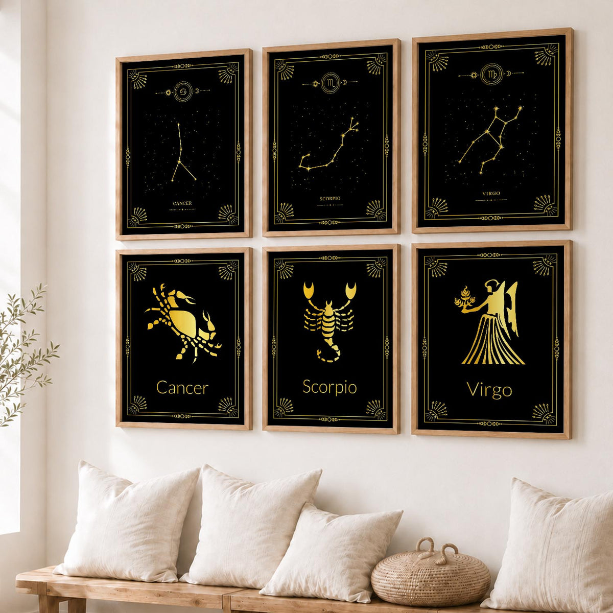 Constellation Combos Astrological Signs Wall Art Paintings with Frame for Living Room Bedroom