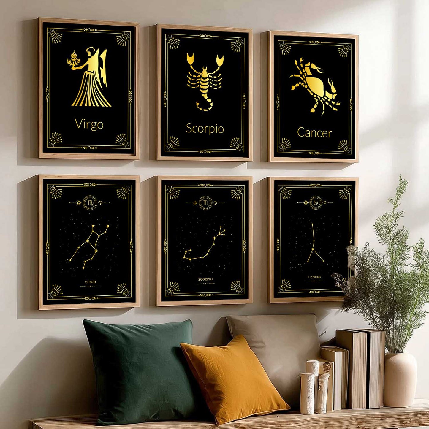 Constellation Combos Astrological Signs Wall Art Paintings with Frame for Living Room Bedroom