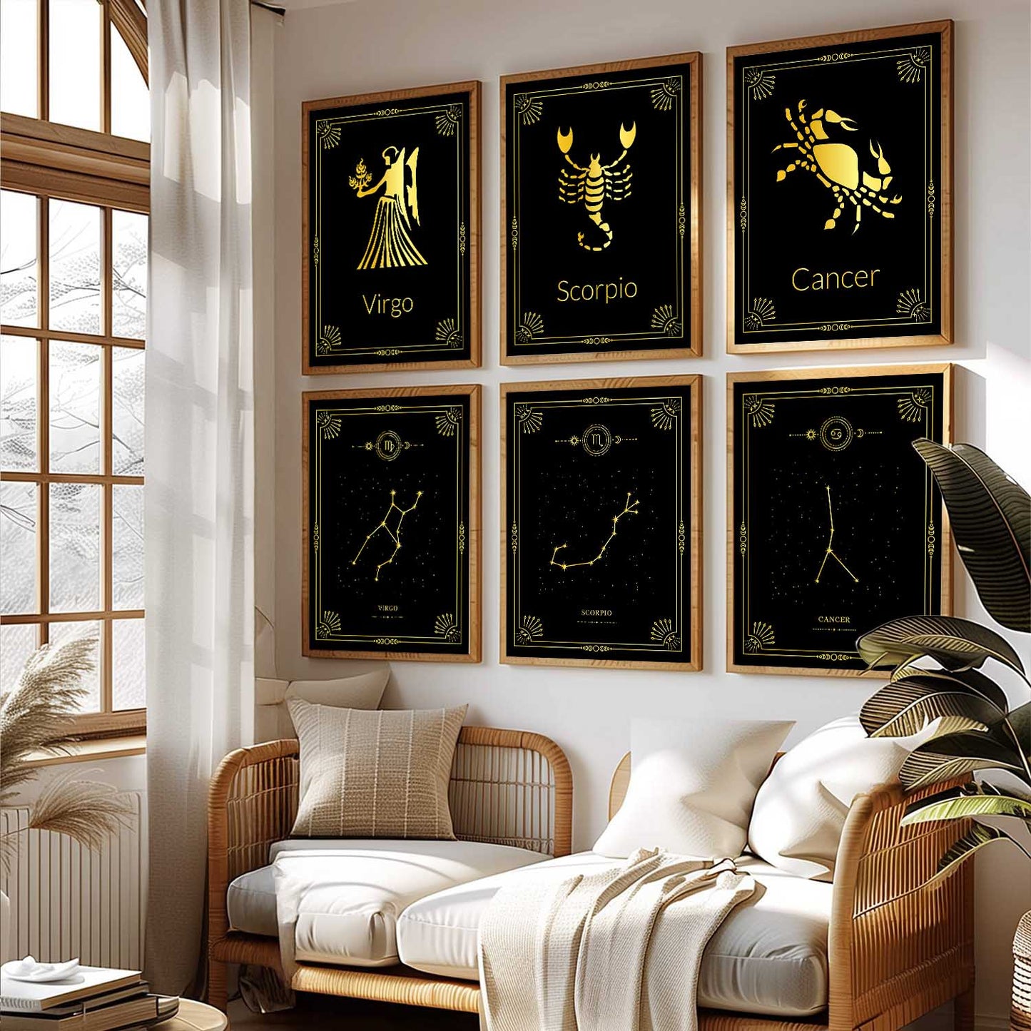 Constellation Combos Astrological Signs Wall Art Paintings with Frame for Living Room Bedroom