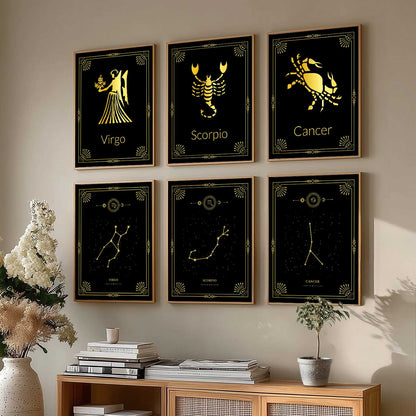 Constellation Combos Astrological Signs Wall Art Paintings with Frame for Living Room Bedroom