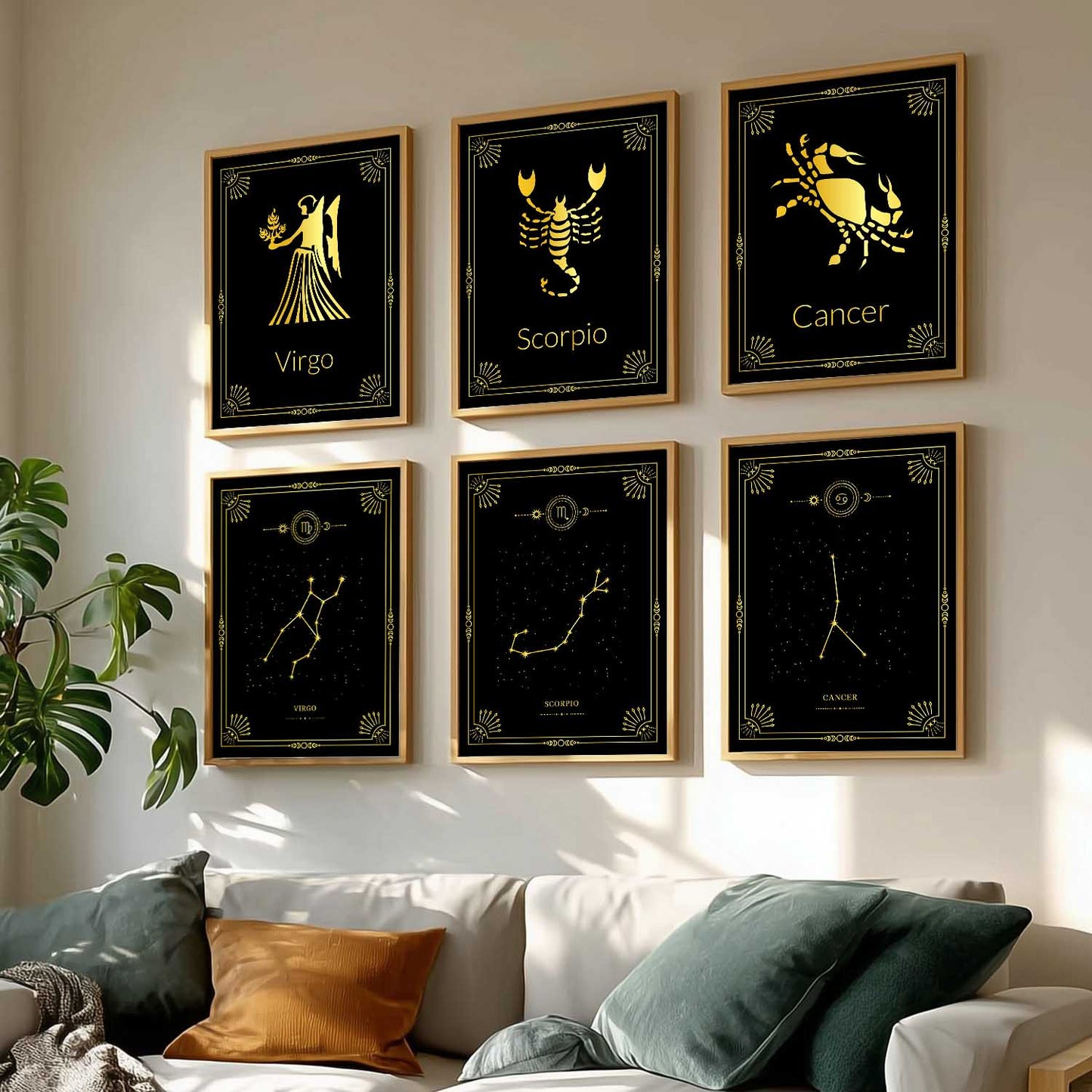 Constellation Combos Astrological Signs Wall Art Paintings with Frame for Living Room Bedroom