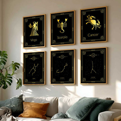 Constellation Combos Astrological Signs Wall Art Paintings with Frame for Living Room Bedroom