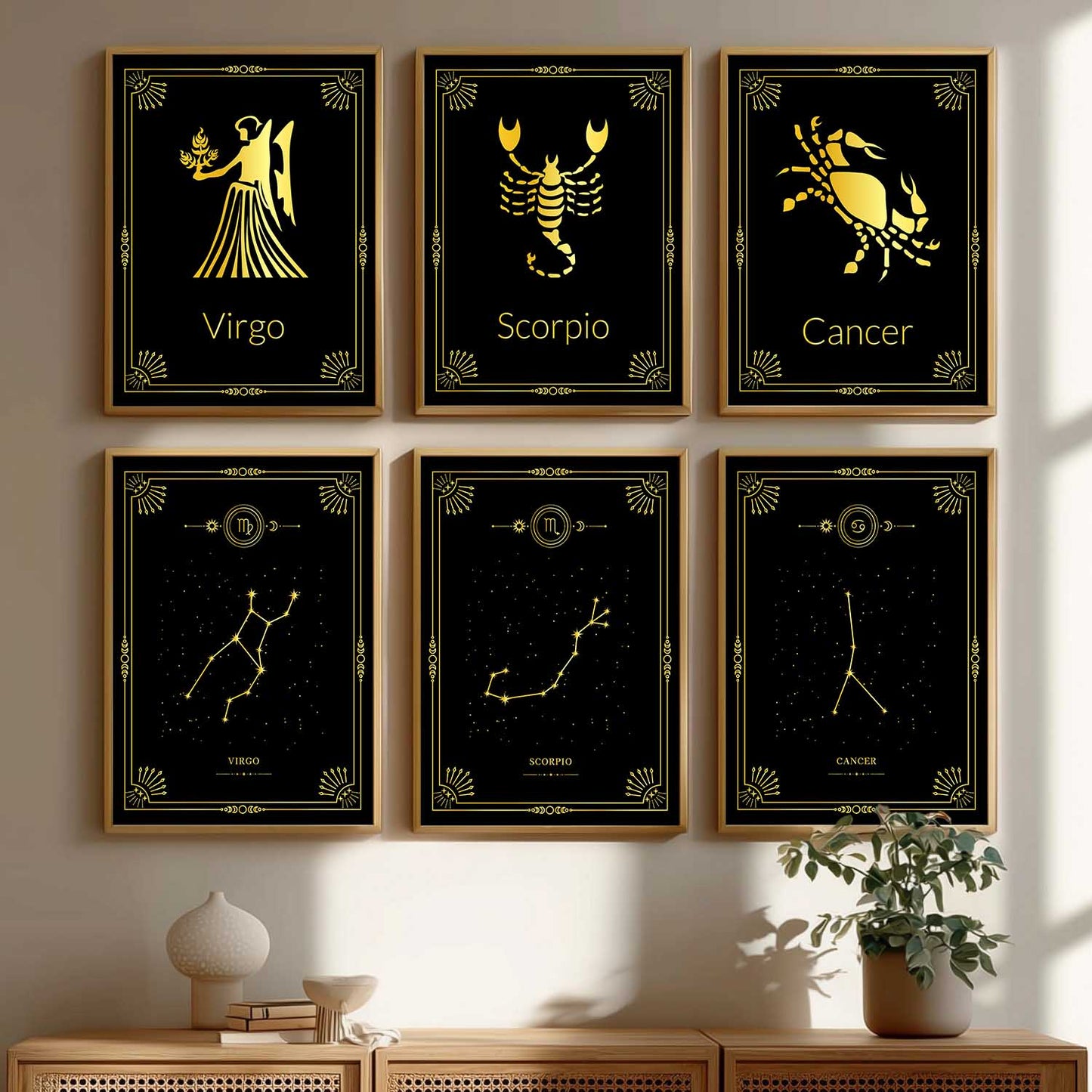 Constellation Combos Astrological Signs Wall Art Paintings with Frame for Living Room Bedroom