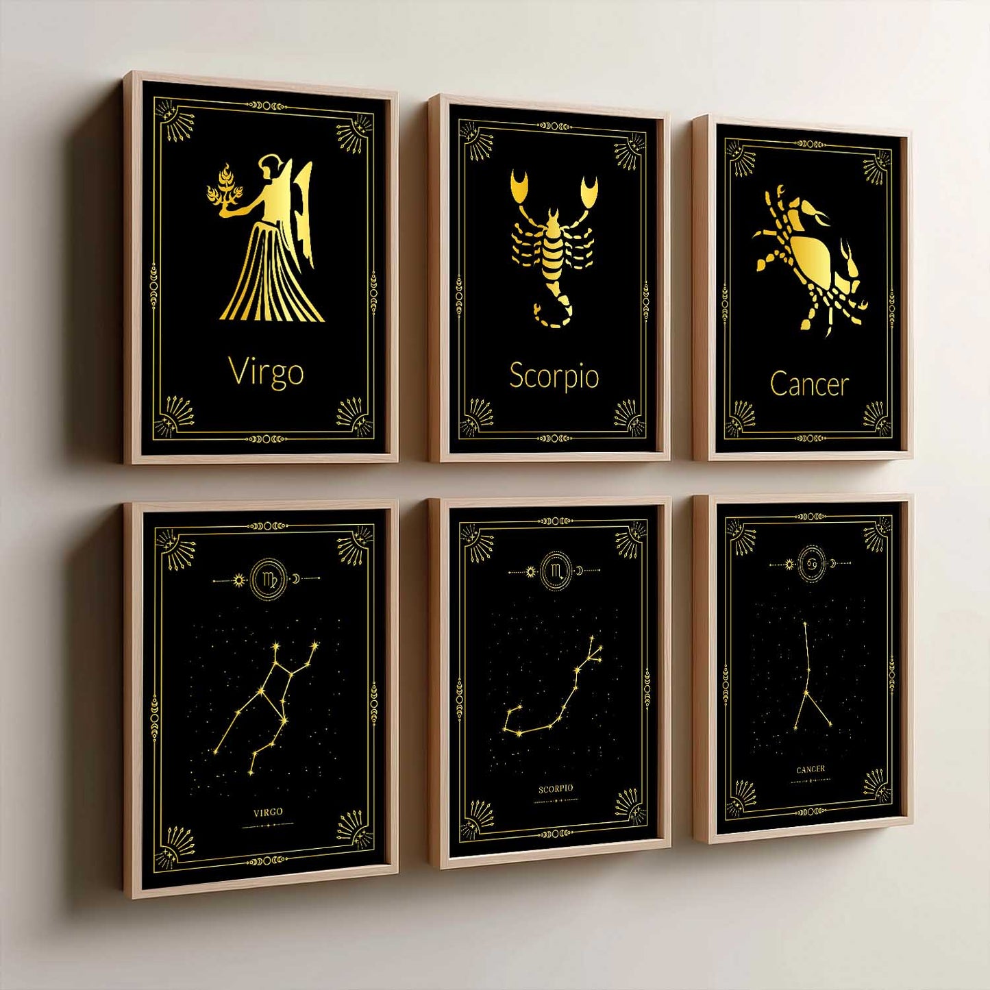 Constellation Combos Astrological Signs Wall Art Paintings with Frame for Living Room Bedroom