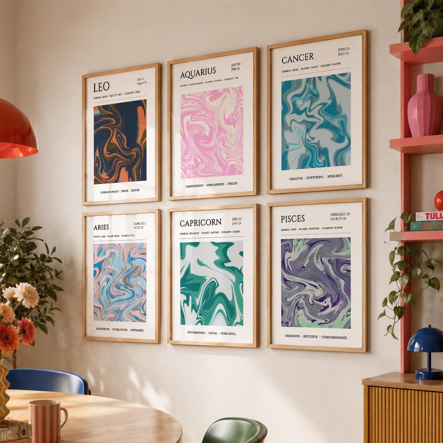 LEO CANCER PISCES CAPRICORN AARIES  Astrological Signs Wall Art Paintings with Frame for Living Room Bedroom