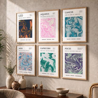 LEO CANCER PISCES CAPRICORN AARIES  Astrological Signs Wall Art Paintings with Frame for Living Room Bedroom