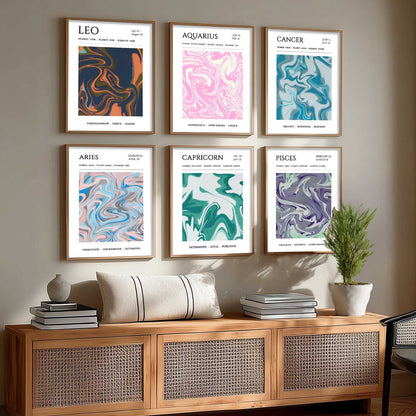 LEO CANCER PISCES CAPRICORN AARIES  Astrological Signs Wall Art Paintings with Frame for Living Room Bedroom