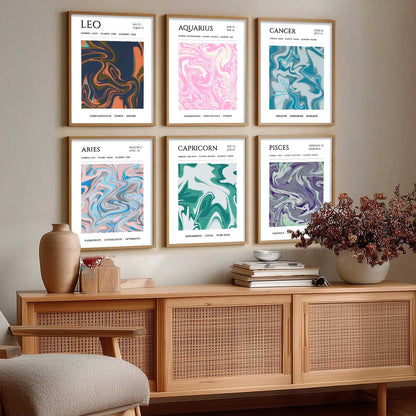 LEO CANCER PISCES CAPRICORN AARIES  Astrological Signs Wall Art Paintings with Frame for Living Room Bedroom