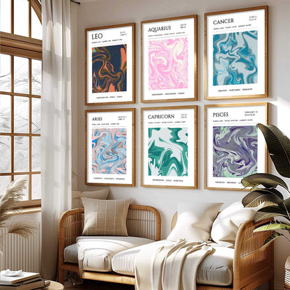 LEO CANCER PISCES CAPRICORN AARIES  Astrological Signs Wall Art Paintings with Frame for Living Room Bedroom