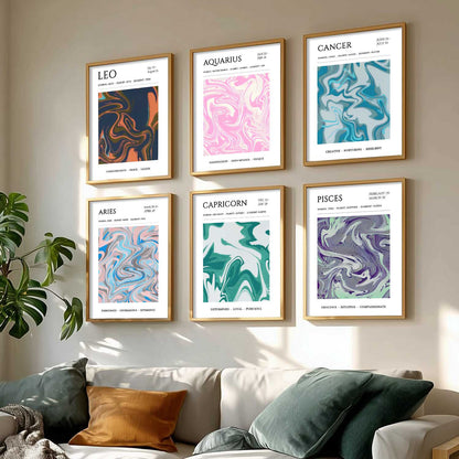 LEO CANCER PISCES CAPRICORN AARIES  Astrological Signs Wall Art Paintings with Frame for Living Room Bedroom