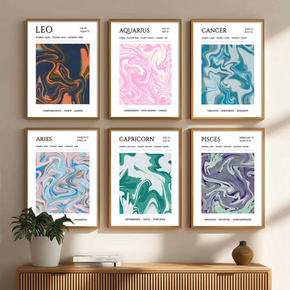 LEO CANCER PISCES CAPRICORN AARIES  Astrological Signs Wall Art Paintings with Frame for Living Room Bedroom