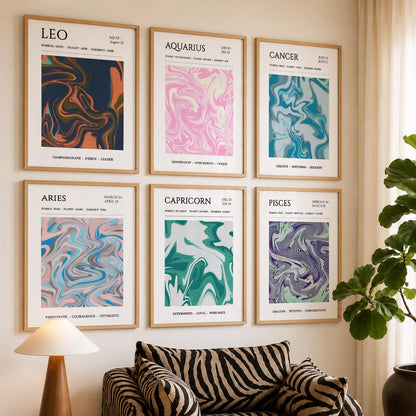 LEO CANCER PISCES CAPRICORN AARIES  Astrological Signs Wall Art Paintings with Frame for Living Room Bedroom