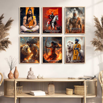 Lord Rama, Chhatrapati Shivaji, Chhatrapati Sambhaji Wall Art Paintings with Frame for Living Room Bedroom