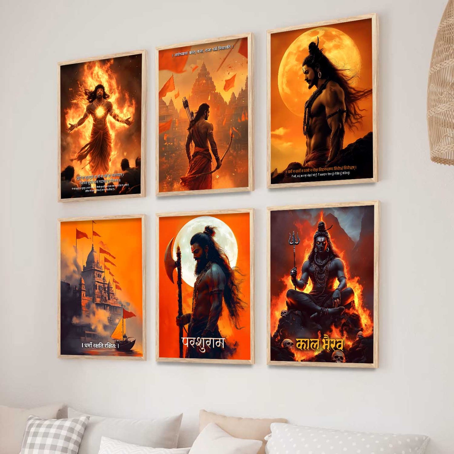 Lord Rama Shiva Karna Kal Bhairav Parashurama Wall Art Paintings with Frame for Living Room Bedroom