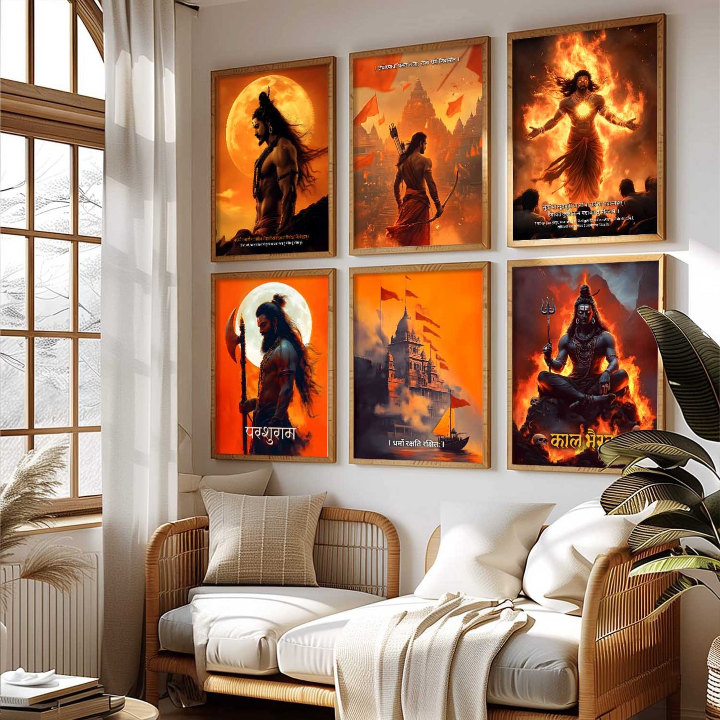 Lord Rama Shiva Karna Kal Bhairav Parashurama Wall Art Paintings with Frame for Living Room Bedroom