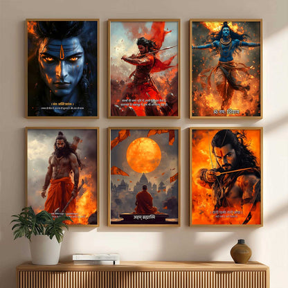 Lord Shiva Hamirji Gohil Parashurama Wall Art Paintings with Frame for Living Room Bedroom