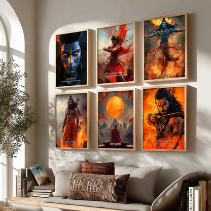 Lord Shiva Hamirji Gohil Parashurama Wall Art Paintings with Frame for Living Room Bedroom