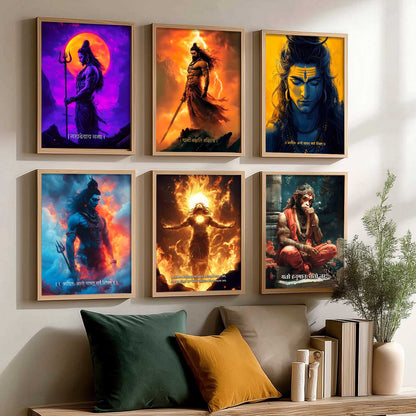 Lord Hanuman Shiva Karna Wall Art Paintings with Frame for Living Room Bedroom