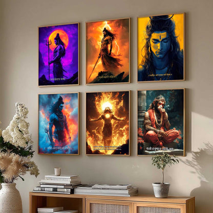 Lord Hanuman Shiva Karna Wall Art Paintings with Frame for Living Room Bedroom