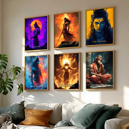 Lord Hanuman Shiva Karna Wall Art Paintings with Frame for Living Room Bedroom