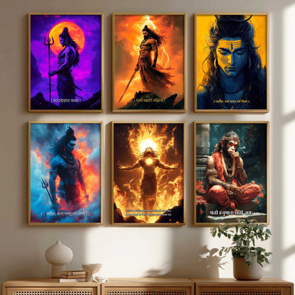 Lord Hanuman Shiva Karna Wall Art Paintings with Frame for Living Room Bedroom