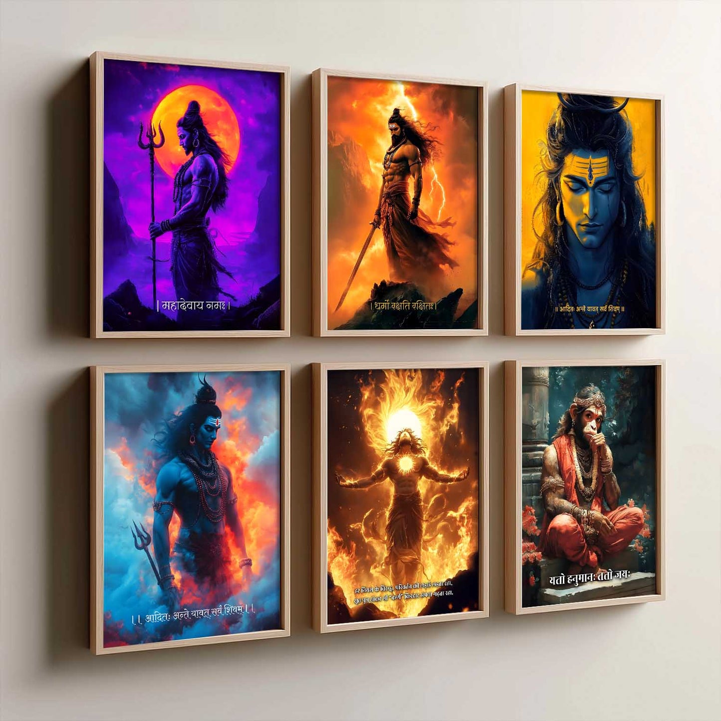 Lord Hanuman Shiva Karna Wall Art Paintings with Frame for Living Room Bedroom