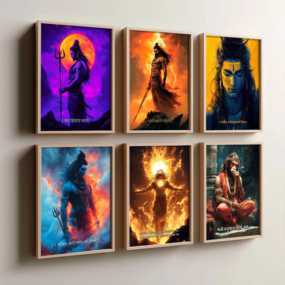 Lord Hanuman Shiva Karna Wall Art Paintings with Frame for Living Room Bedroom