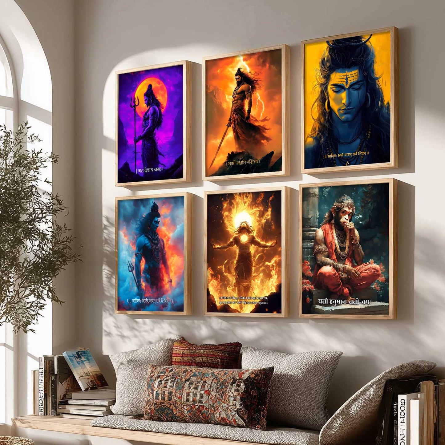Lord Hanuman Shiva Karna Wall Art Paintings with Frame for Living Room Bedroom