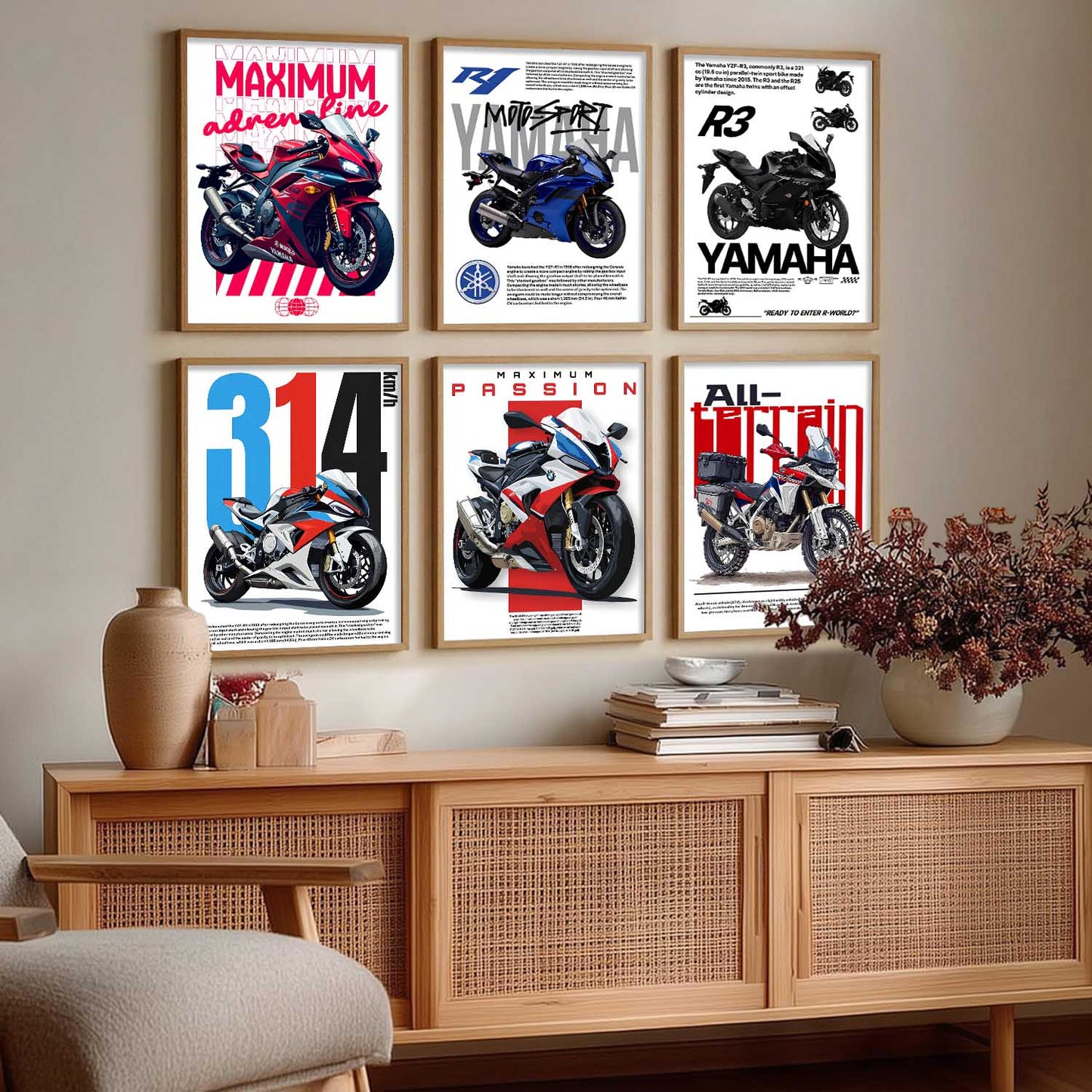 BMW S1000RR Yamaha R1 R3 Wall Art Paintings with Frame for Living Room Bedroom