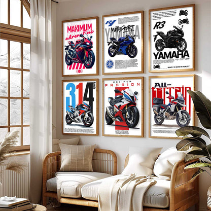 BMW S1000RR Yamaha R1 R3 Wall Art Paintings with Frame for Living Room Bedroom