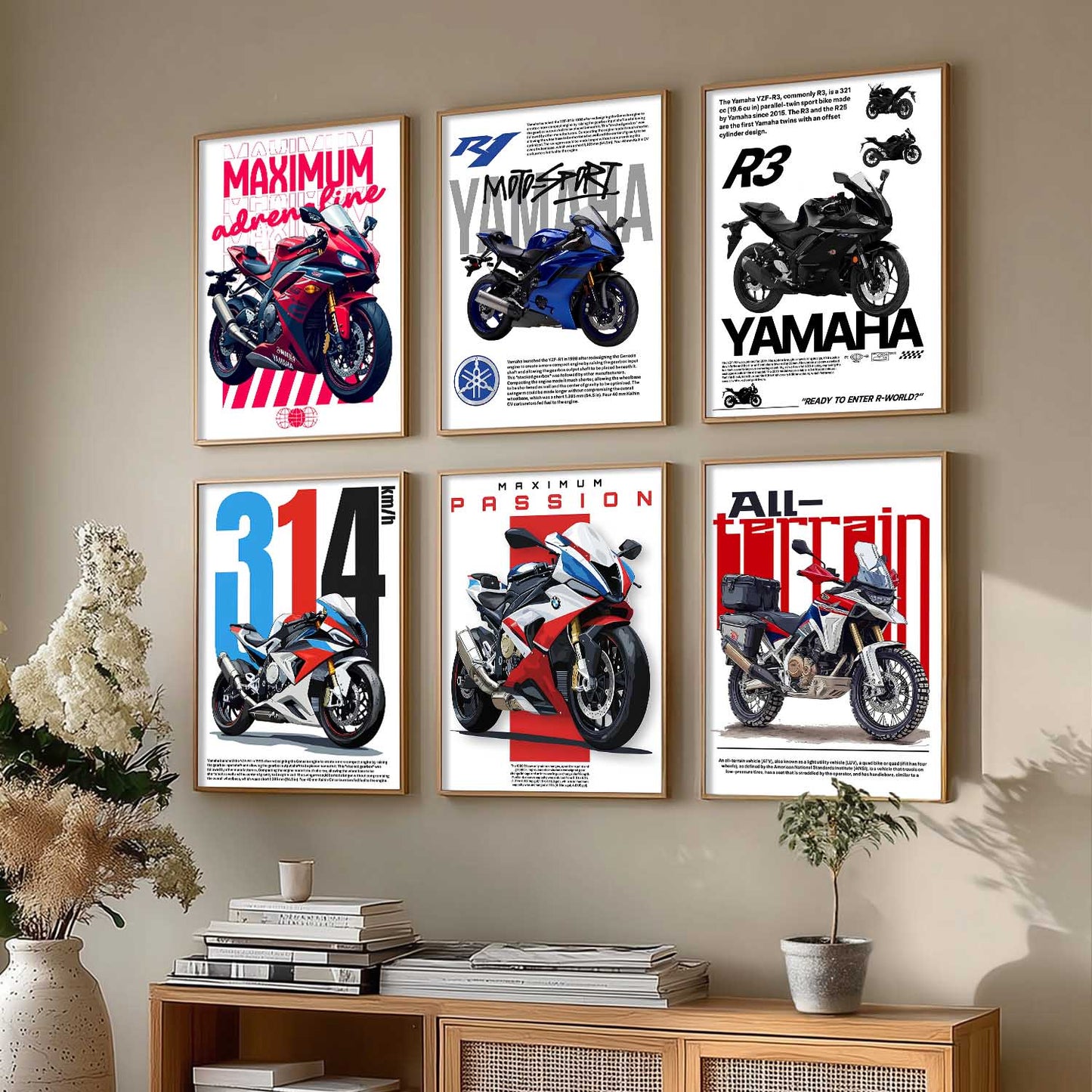 BMW S1000RR Yamaha R1 R3 Wall Art Paintings with Frame for Living Room Bedroom