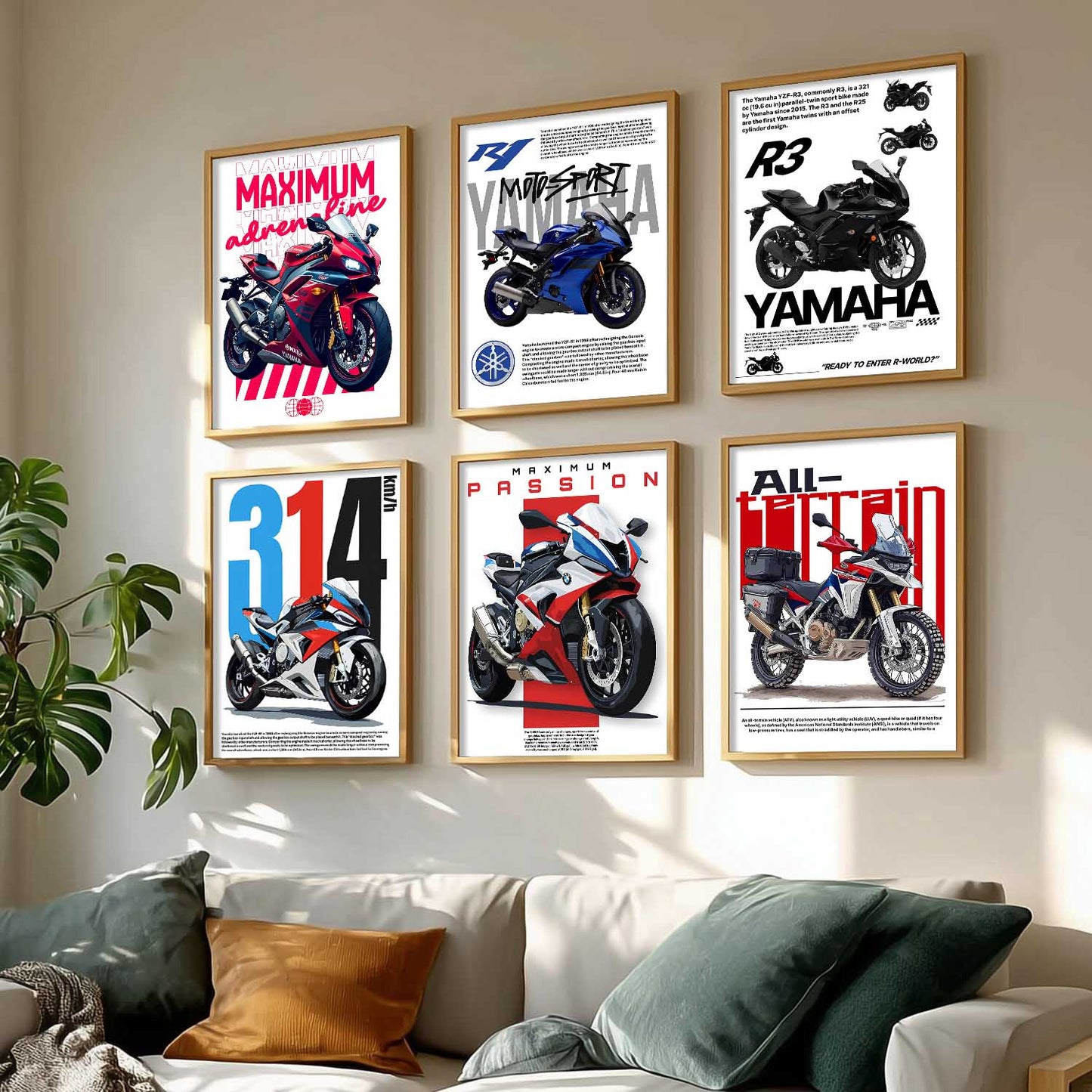 BMW S1000RR Yamaha R1 R3 Wall Art Paintings with Frame for Living Room Bedroom