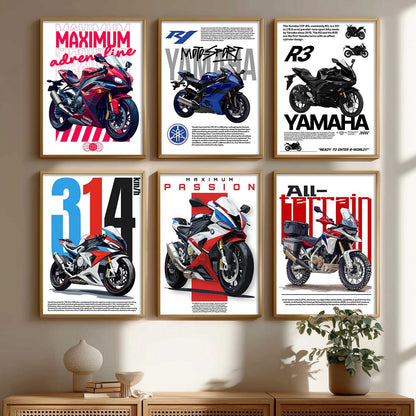 BMW S1000RR Yamaha R1 R3 Wall Art Paintings with Frame for Living Room Bedroom