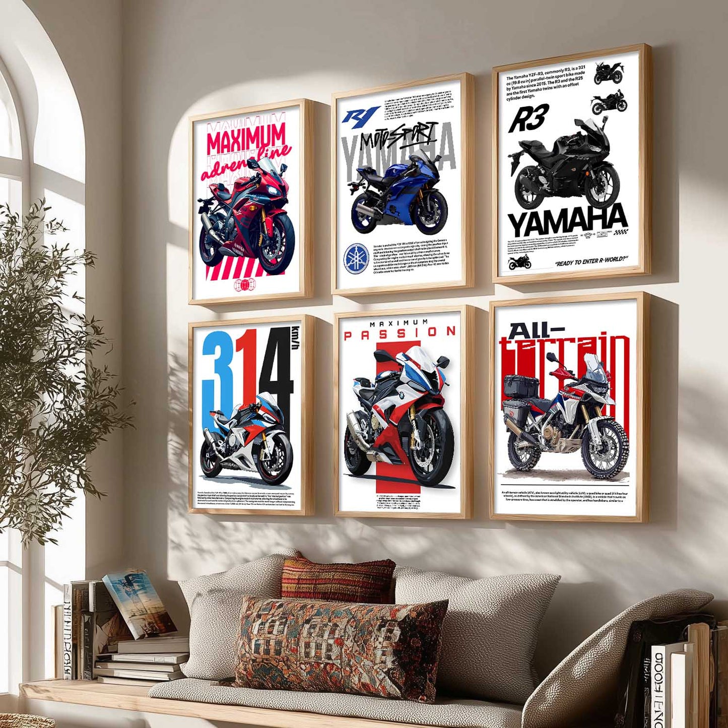 BMW S1000RR Yamaha R1 R3 Wall Art Paintings with Frame for Living Room Bedroom