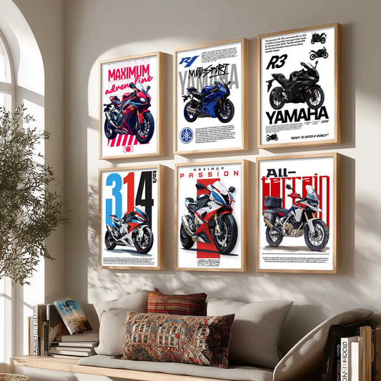 BMW S1000RR Yamaha R1 R3 Wall Art Paintings with Frame for Living Room Bedroom