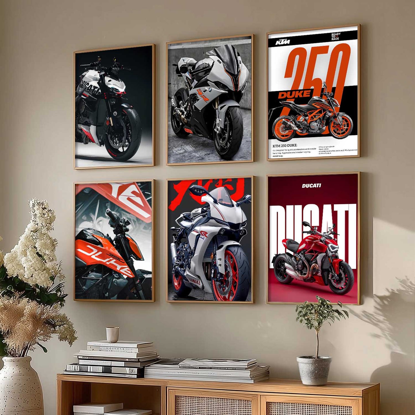 Ducati Street Fighter BMW S1000RR Bikes Wall Art Paintings with Frame for Living Room Bedroom