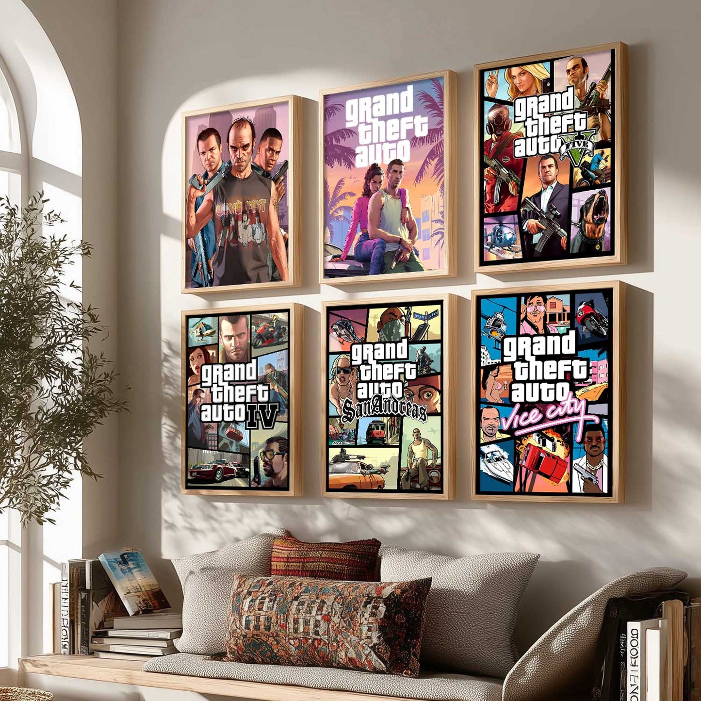Grand Theif Auto Aesthetic GTA Wall Art Paintings with Frame for Living Room Bedroom