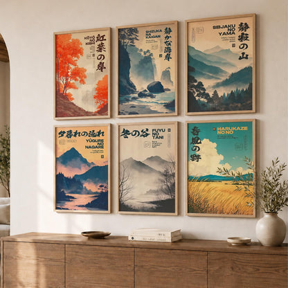 Japan City View Wall Art Paintings with Frame for Living Room Bedroom