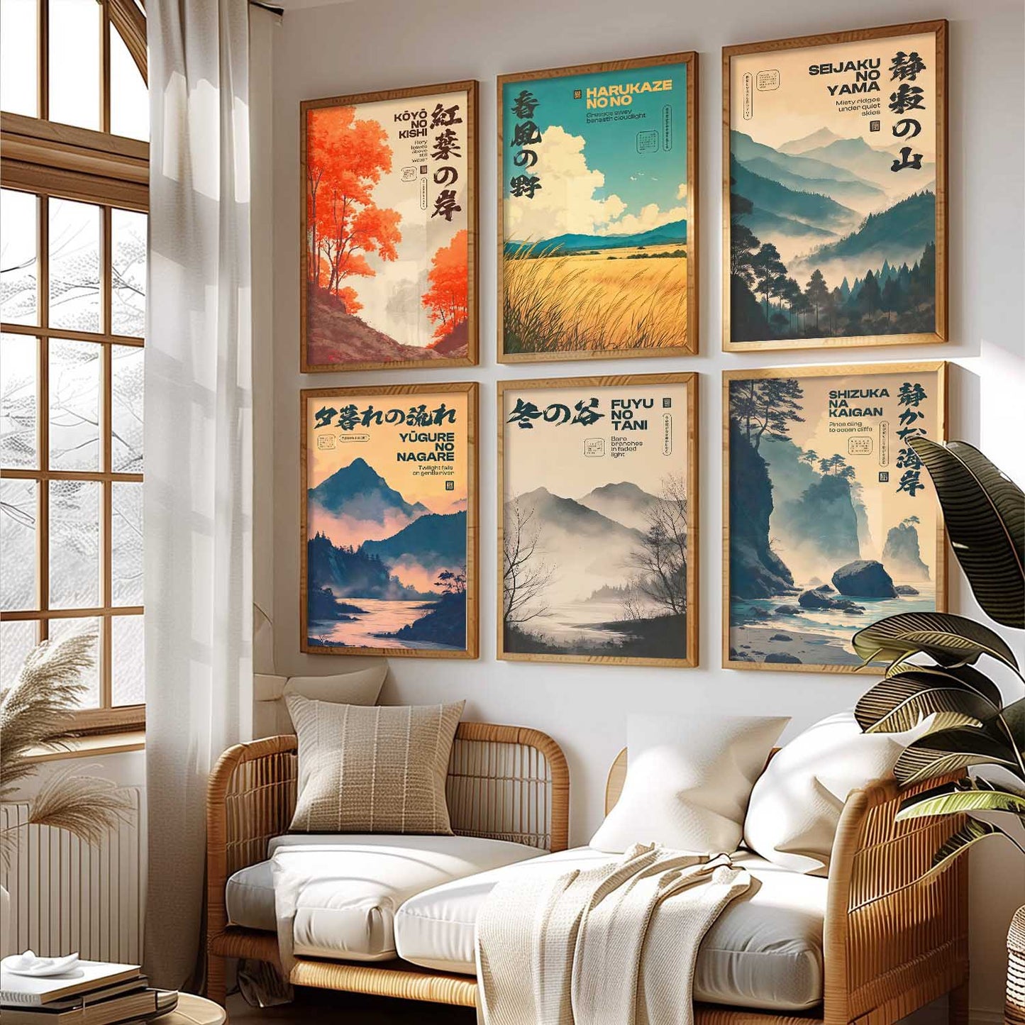 Japan City View Wall Art Paintings with Frame for Living Room Bedroom