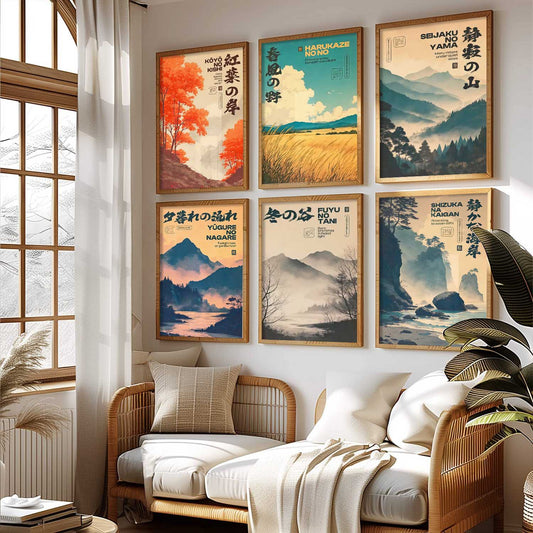 Japan City View Wall Art Paintings with Frame for Living Room Bedroom