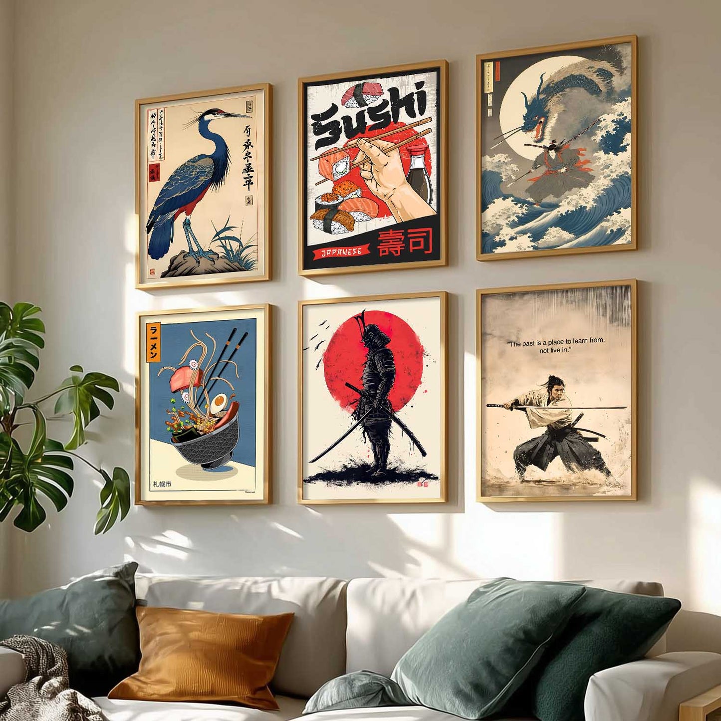 Japanese  Aesthetic Wall Art Paintings with Frame for Living Room Bedroom